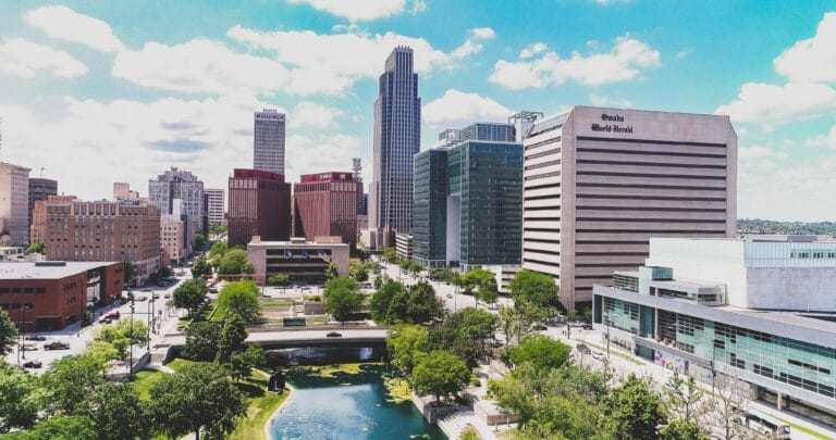 Skyline view of downtown Omaha.